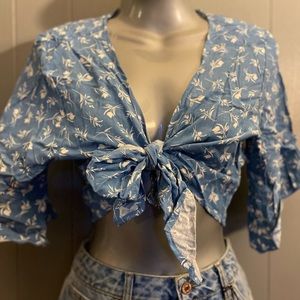 Windsor tie front crop top